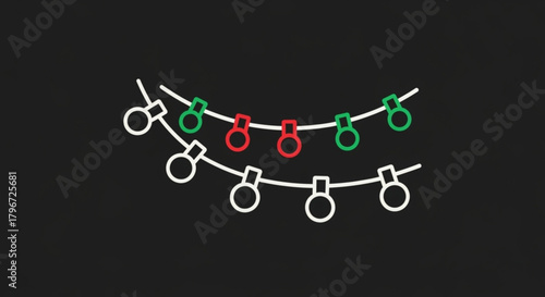 Christmas lights vector holiday string light decoration festive season celebration garland design element party 100