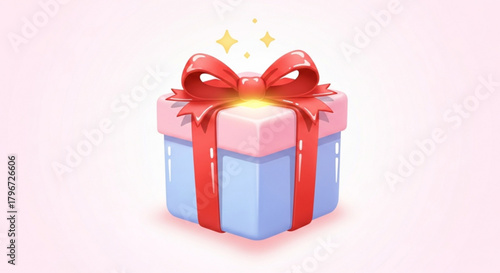 Cute present box with red ribbon for birthday gift and special occasion celebration vector illustration