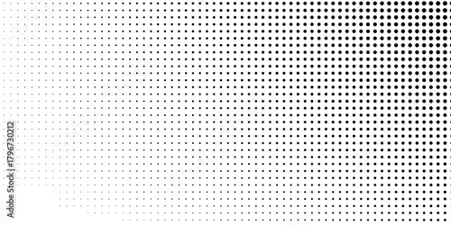 Dotted abstract halftone gradient texture. Vanishing polka dot background. Repeating dots gradation pattern simple