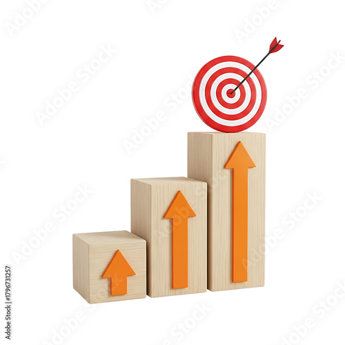 Target Arrow Steps Success Growth Business Goal Achievement Render