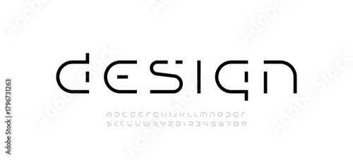 Digital font alphabet, technology letters and numbers, vector illustration 10EPS