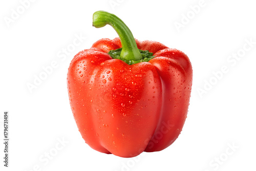 Fresh Red Bell Pepper with Water Drops PNG | Isolated Capsicum Transparent Background