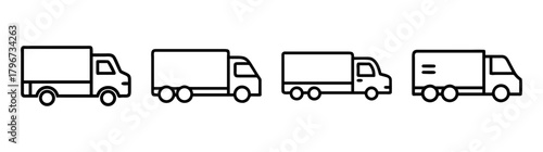 Four different styles of commercial trucks lined up side by side for delivery services