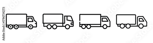 Four diverse trucks arranged in a line showing commercial delivery vehicles