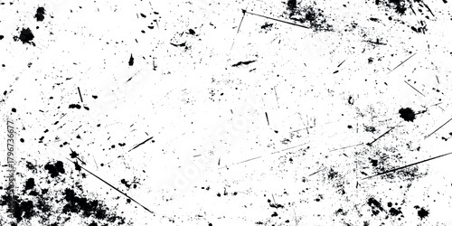 Black and white abstract grunge texture featuring heavy paint splatters, distressed brush strokes scratches.