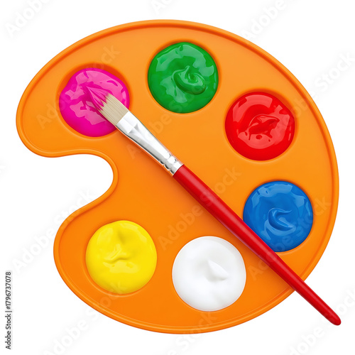Colorful Artist Palette Acrylic Paints Brush Creative Design