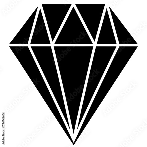 Illustration of a black diamond with white lines on transparent background