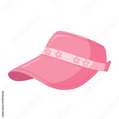 A cute pink visor with a decorative floral band for stylish sun protection.