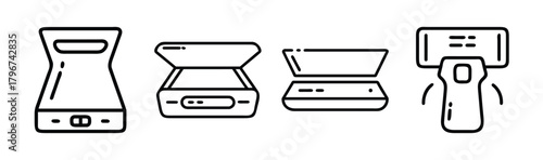 Vector graphic scanner icon for digital document scanning