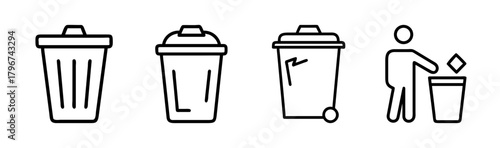 Simple trash bin icon vector graphic for waste management and recycling