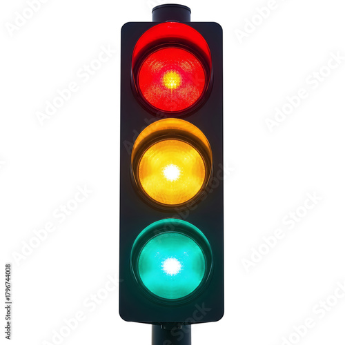 Traffic Light Illuminated Red Yellow Green Stop Go Signal