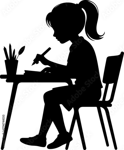 Girl student silhouette vector illustration
