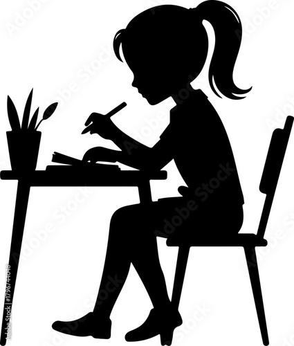 Girl student silhouette vector illustration