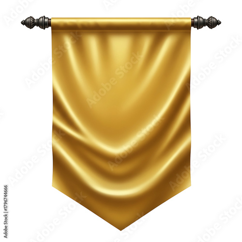 Golden Banner Flag Medieval Renaissance Template Isolated Black Background
