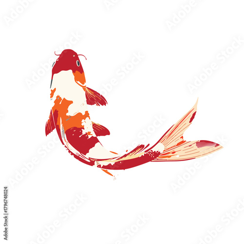 Hand drawn koi fish vector. Koi carp line art illustration