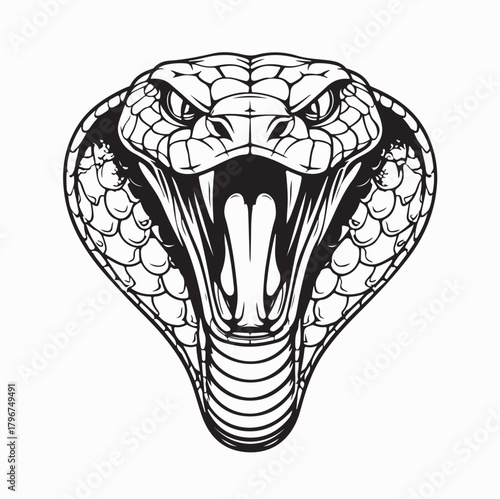 Viper Snake Logo Vector with Aggressive Expression on white background