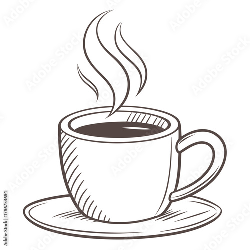 A cup of hot coffee with steam hand drawn sketch style illustration vector illustration of coffee cup