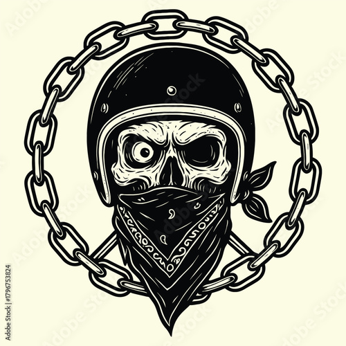 Rebel Rider Skull Emblem Vintage Biker Art