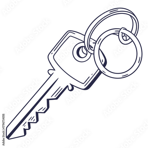 A simple key with a keyring, perfect for security, access, or unlocking potential