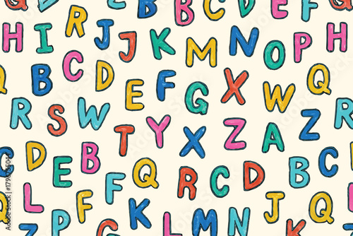  Kids alphabet doodle pattern