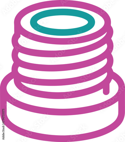 Stacked rings with teal top ring and magenta outer rings abstract background
