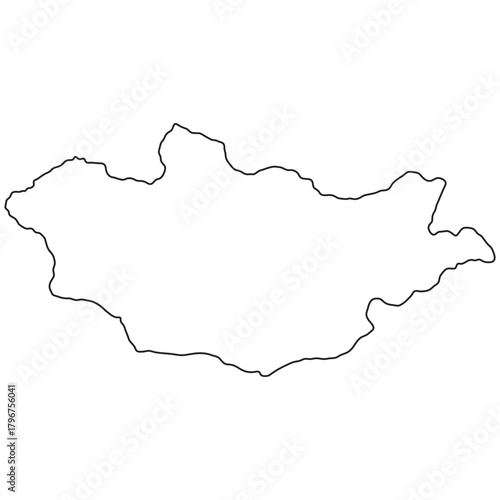 Mongolia country outline map, black border shape, geographic vector silhouette