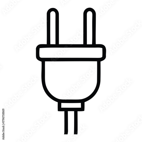 Simple outline graphic of a standard two prong electrical power plug for device connection