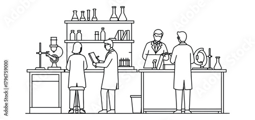 Professional Scientists Conduct Experiments and Research in a Busy Laboratory Setting