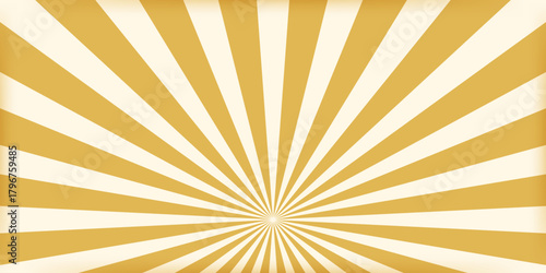 Striped retro circus banner empty central space for headline. Vintage design for poster template, magic show, theatre, attractions, carnival events. Horizontal vector illustration yellow beige colors