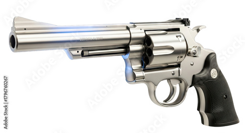 Wallpaper Mural Polished Silver Revolver with Black Grip on Transparent Background Torontodigital.ca