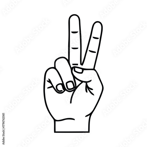 Hand showing a two finger V gesture for peace or victory expression