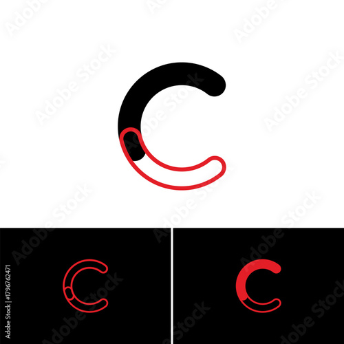 Logo letter C, art alphabet playful font, set of three different letter for your brand name design, vector illustration 10 EPS
