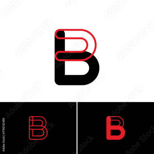 Logo letter B, art alphabet playful font, set of three different letter for your brand name design, vector illustration 10 EPS