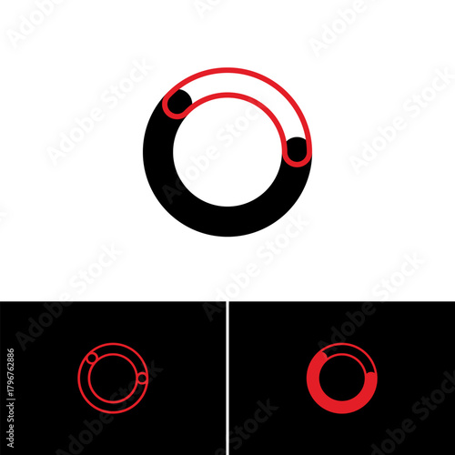 Logo letter O, art alphabet playful font, set of three different letter for your brand name design, vector illustration 10 EPS