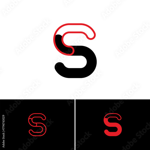 Logo letter S, art alphabet playful font, set of three different letter for your brand name design, vector illustration 10 EPS