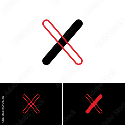 Logo letter X, art alphabet playful font, set of three different letter for your brand name design, vector illustration 10 EPS