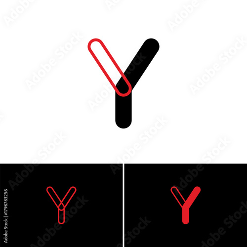 Logo letter Y, art alphabet playful font, set of three different letter for your brand name design, vector illustration 10 EPS