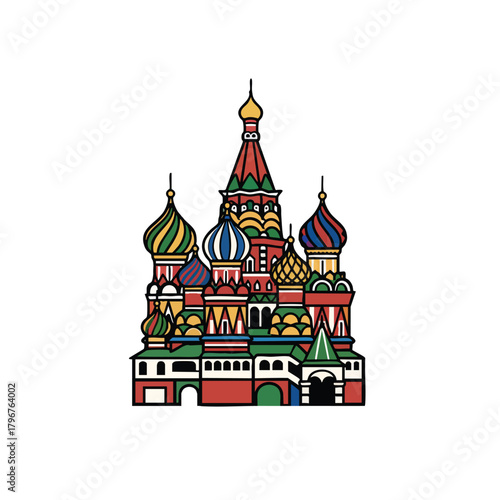  2D icon of Moscow featuring a stylized Saint Basil’s Cathedral dome pattern 