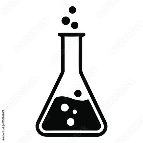 Science Laboratory Equipment Erlenmeyer Flask with Bubbling Liquid Experiment