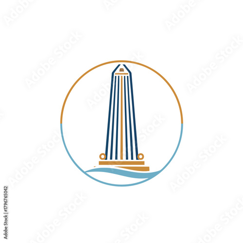 2D icon of Buenos Aires featuring a simplified Obelisco