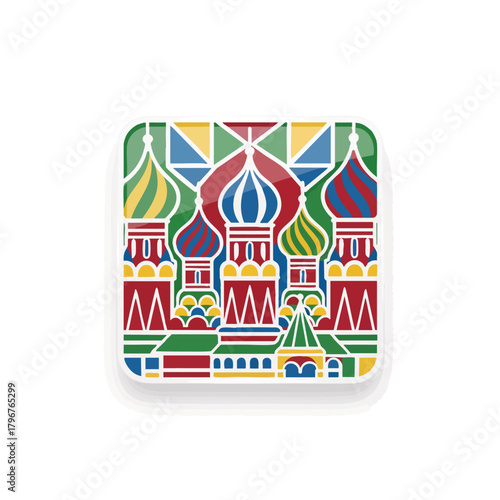  2D icon of Moscow featuring a stylized Saint Basil’s Cathedral dome pattern 
