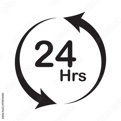 24 hour service clock icon.