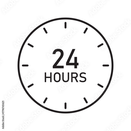 24 hour service clock icon.