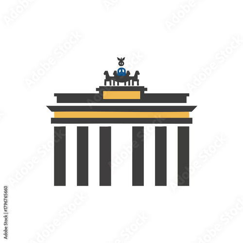 2D icon of Berlin featuring a simplified Brandenburg Gate 