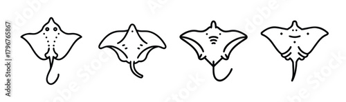 Stylized vector illustration of a majestic stingray swimming