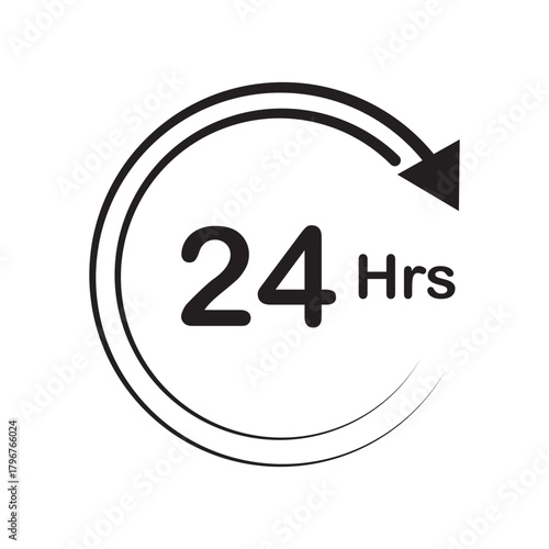 24 hour service clock icon.