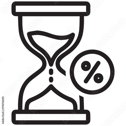 Hourglass with Percentage Sign TimeSensitive Discount Offer.