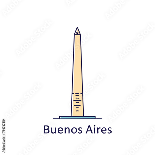 2D icon of Buenos Aires featuring a simplified Obelisco