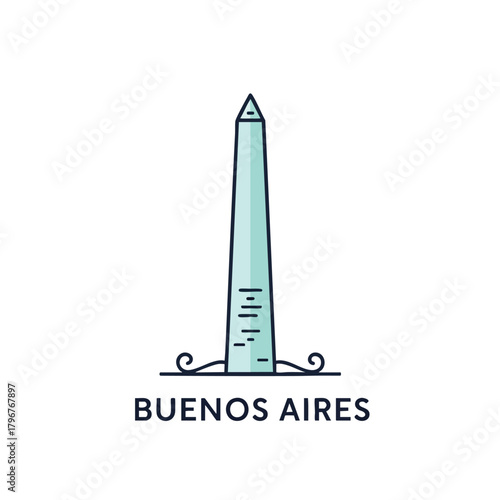 2D icon of Buenos Aires featuring a simplified Obelisco