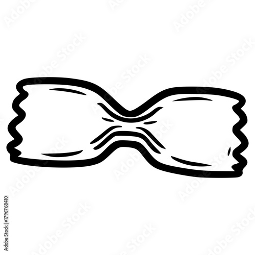 doodle farfalle pasta illustration hand drawn outline vector